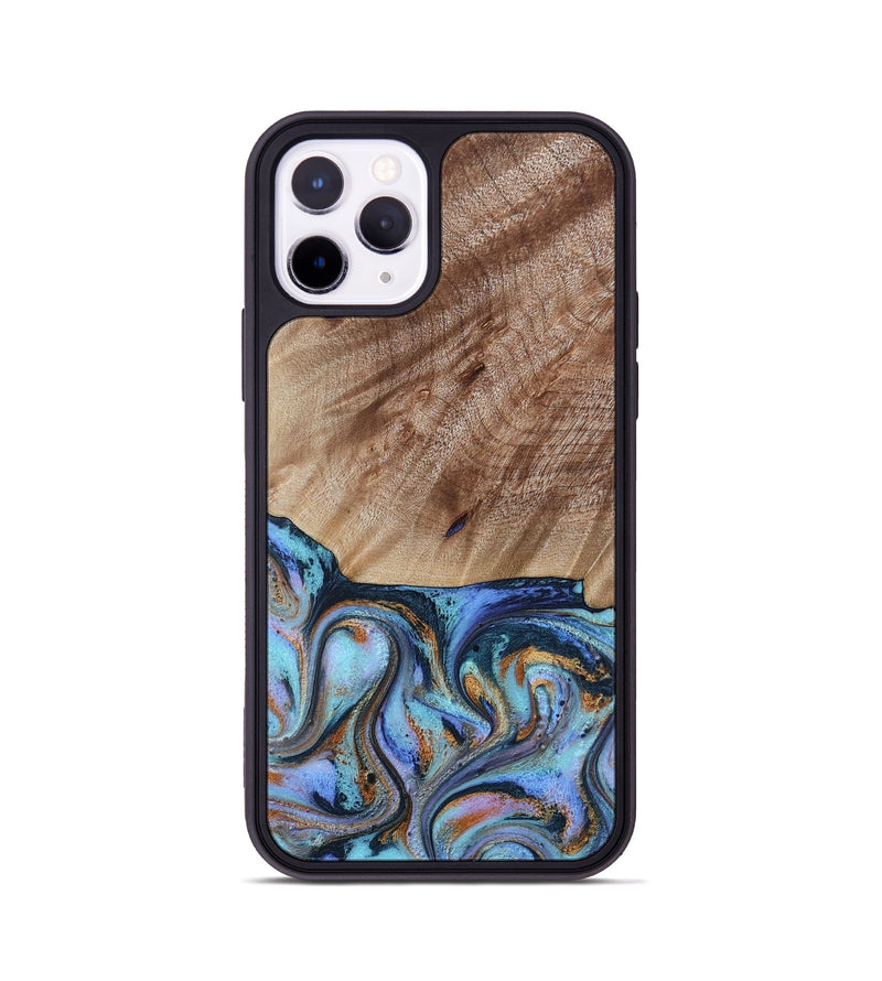 iPhone 11 Pro Wood Phone Case - Malissa (Teal & Gold, 817245)