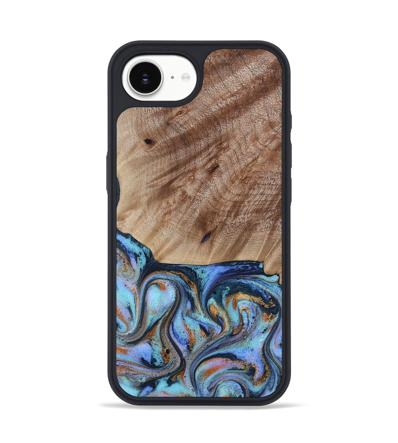 iPhone 16e Wood Phone Case - Malissa (Teal & Gold, 817245)