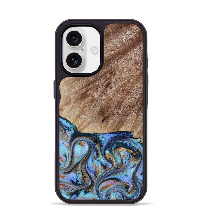 iPhone 17 Wood Phone Case - Malissa (Teal & Gold, 817245)