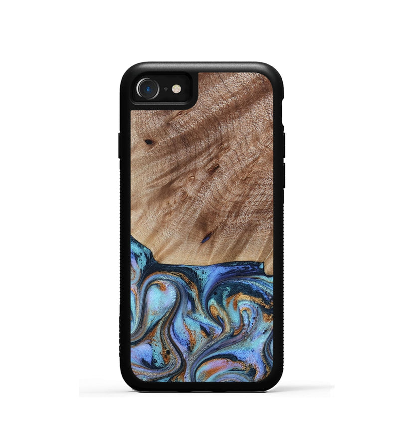 iPhone SE Wood Phone Case - Malissa (Teal & Gold, 817245)