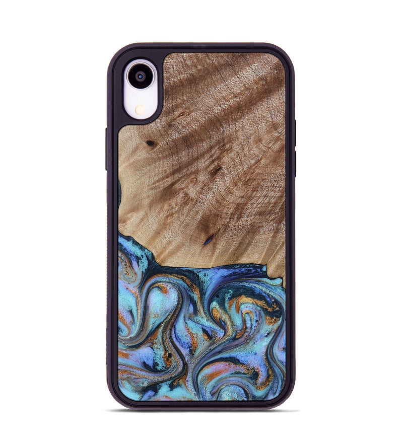 iPhone Xr Wood Phone Case - Malissa (Teal & Gold, 817245)