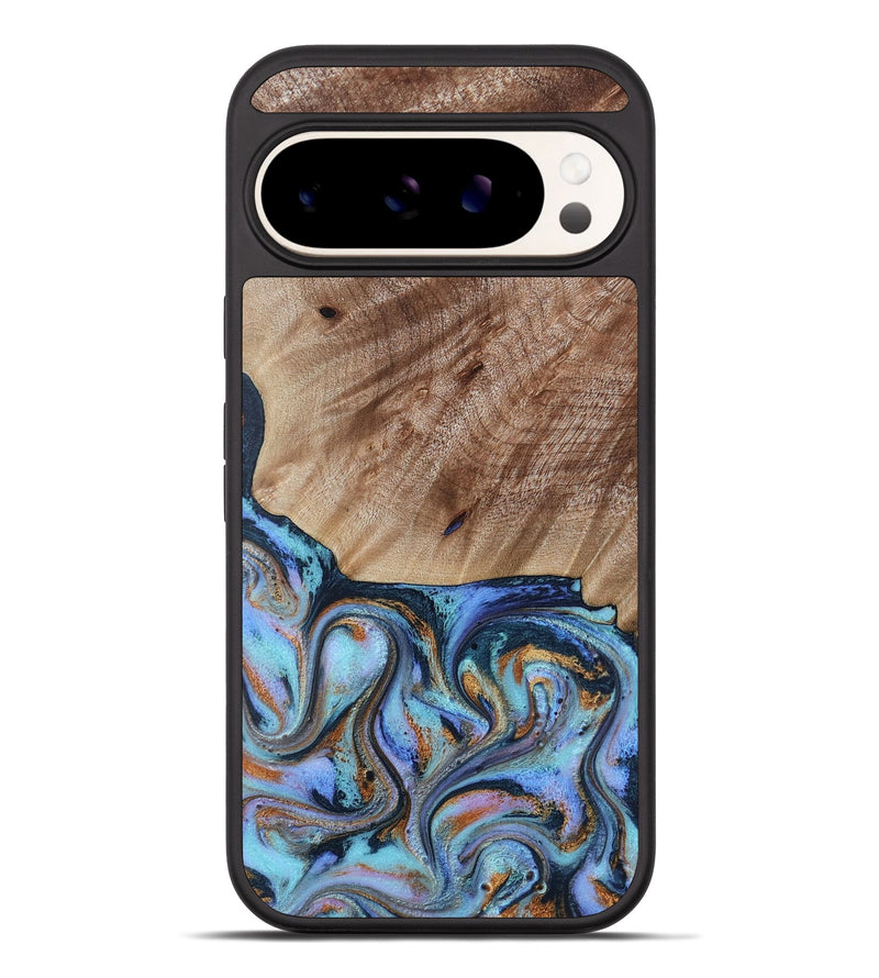 Pixel 10 Pro XL Wood Phone Case - Malissa (Teal & Gold, 817245)