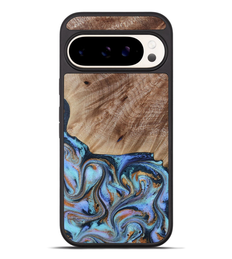 Pixel 9 Pro XL Wood Phone Case - Malissa (Teal & Gold, 817245)