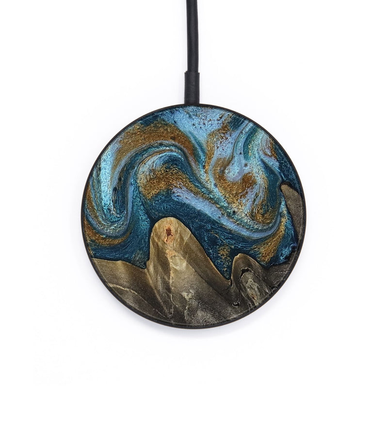 Circle Wood Wireless Charger - Jayme (Teal & Gold, 817282)