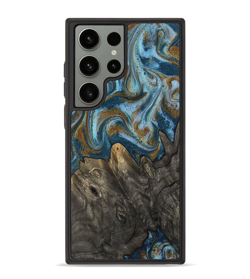 Galaxy S23 Ultra Wood Phone Case - Jayme (Teal & Gold, 817282)