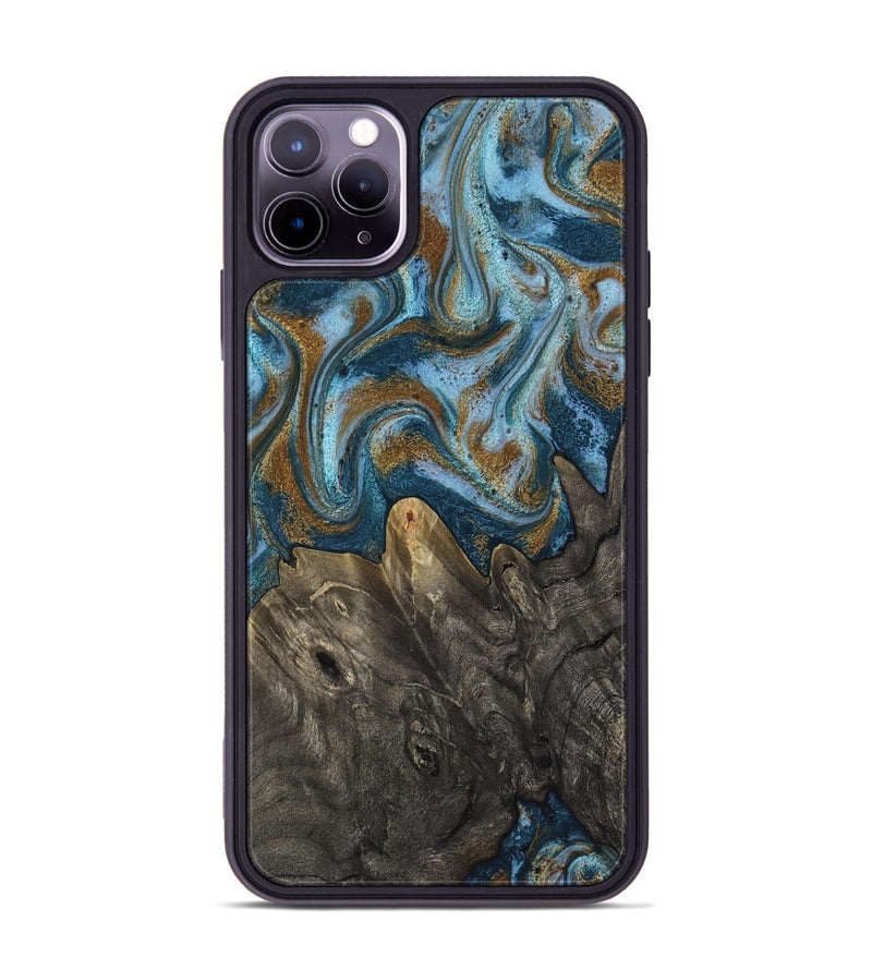 iPhone 11 Pro Max Wood Phone Case - Jayme (Teal & Gold, 817282)