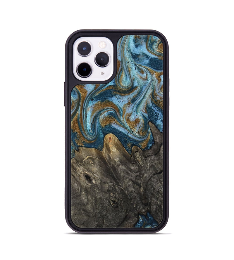 iPhone 11 Pro Wood Phone Case - Jayme (Teal & Gold, 817282)