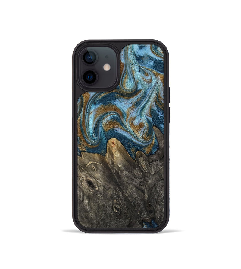 iPhone 12 mini Wood Phone Case - Jayme (Teal & Gold, 817282)