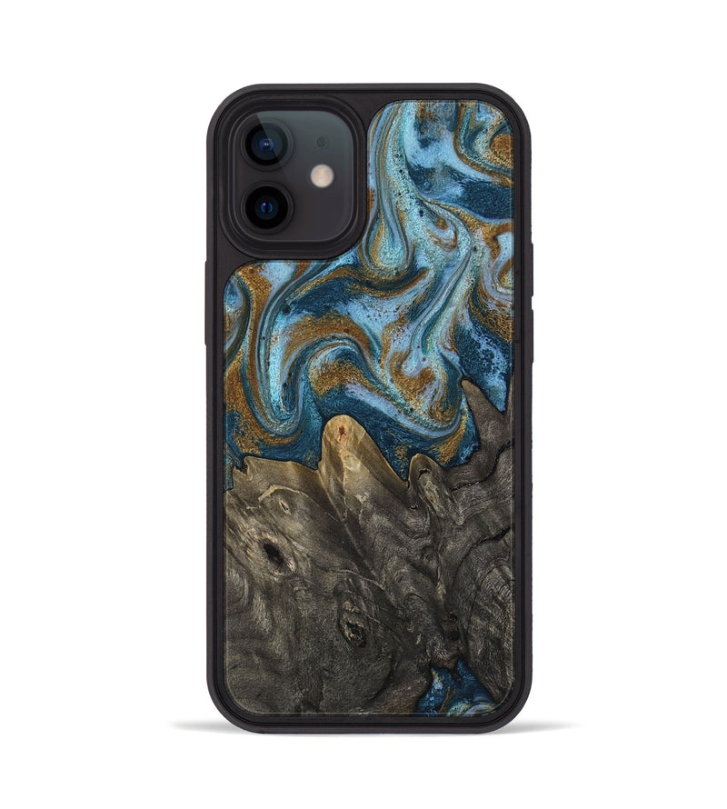 iPhone 12 Wood Phone Case - Jayme (Teal & Gold, 817282)