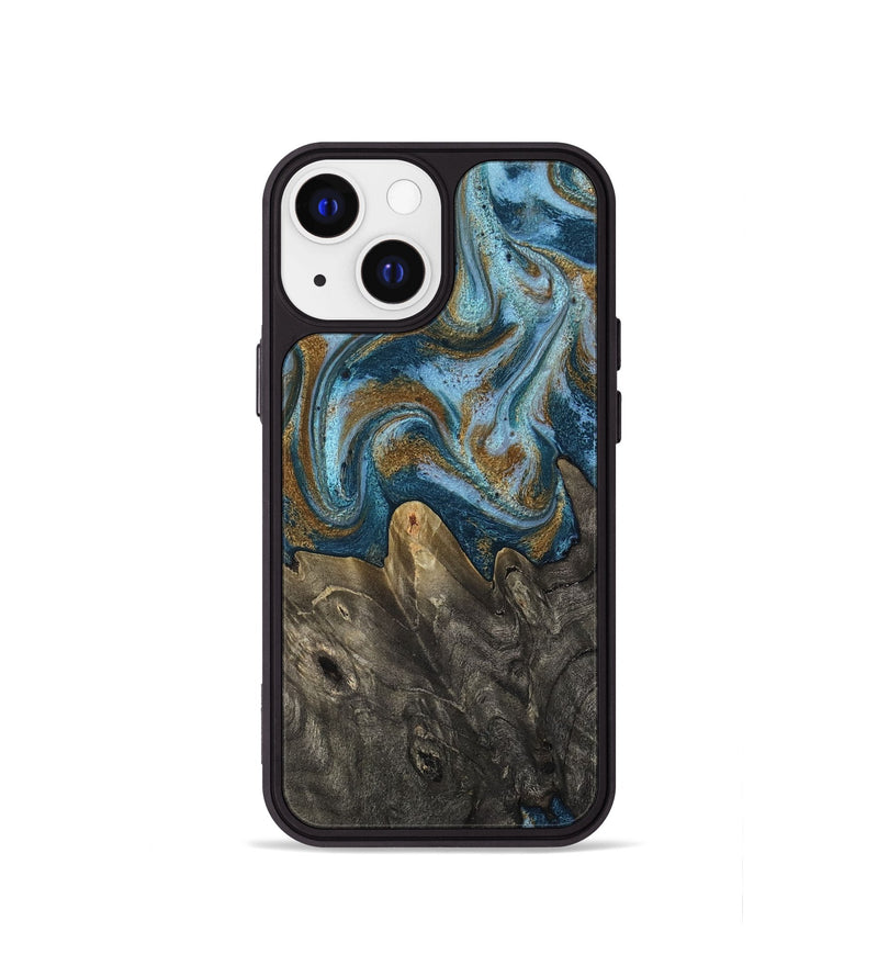 iPhone 13 mini Wood Phone Case - Jayme (Teal & Gold, 817282)