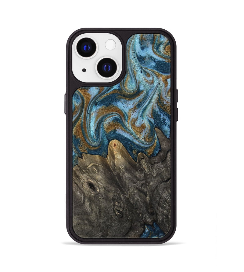 iPhone 13 Wood Phone Case - Jayme (Teal & Gold, 817282)