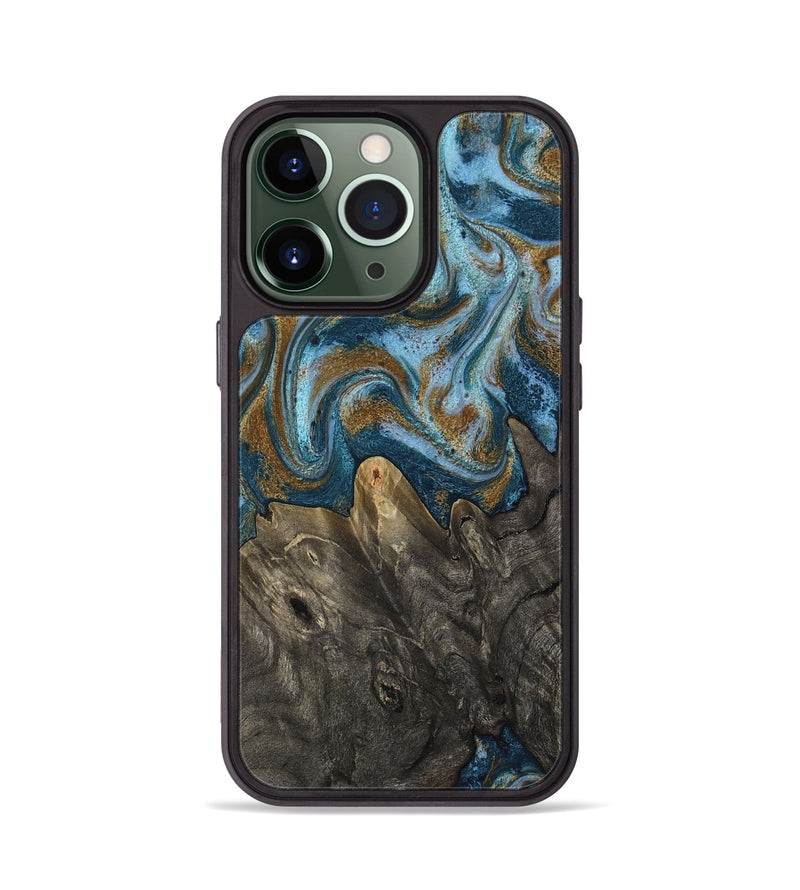 iPhone 13 Pro Wood Phone Case - Jayme (Teal & Gold, 817282)