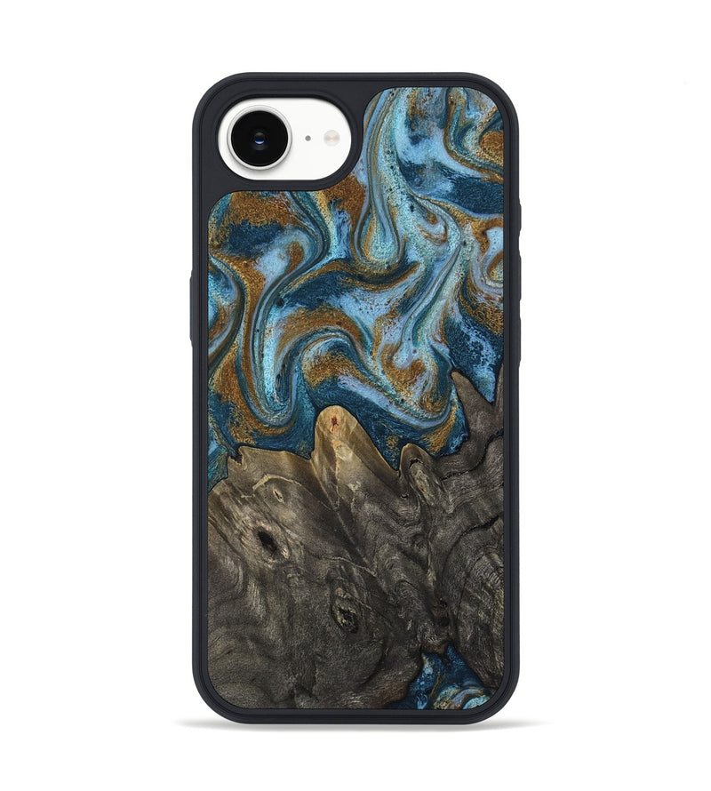 iPhone 16e Wood Phone Case - Jayme (Teal & Gold, 817282)