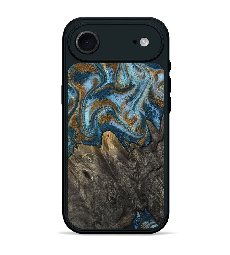 iPhone 17 Air Wood Phone Case - Jayme (Teal & Gold, 817282)