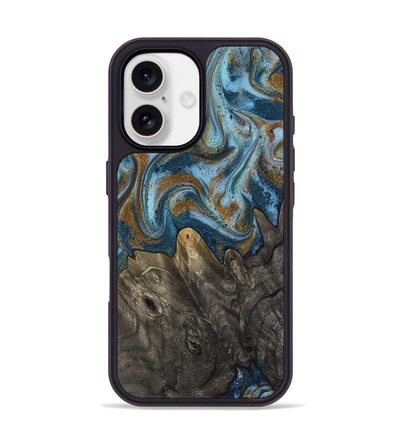 iPhone 17 Wood Phone Case - Jayme (Teal & Gold, 817282)