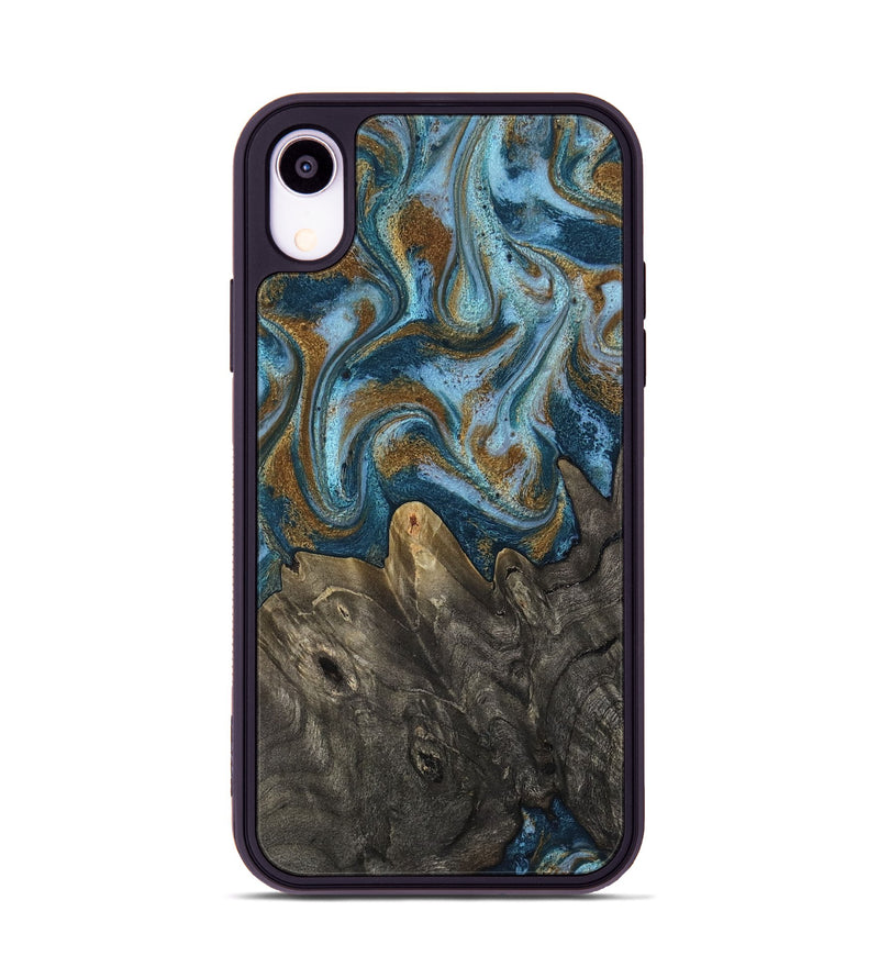 iPhone Xr Wood Phone Case - Jayme (Teal & Gold, 817282)