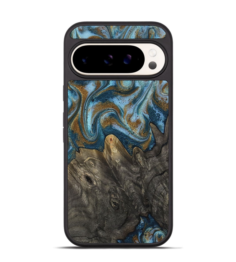 Pixel 9 Pro Wood Phone Case - Jayme (Teal & Gold, 817282)