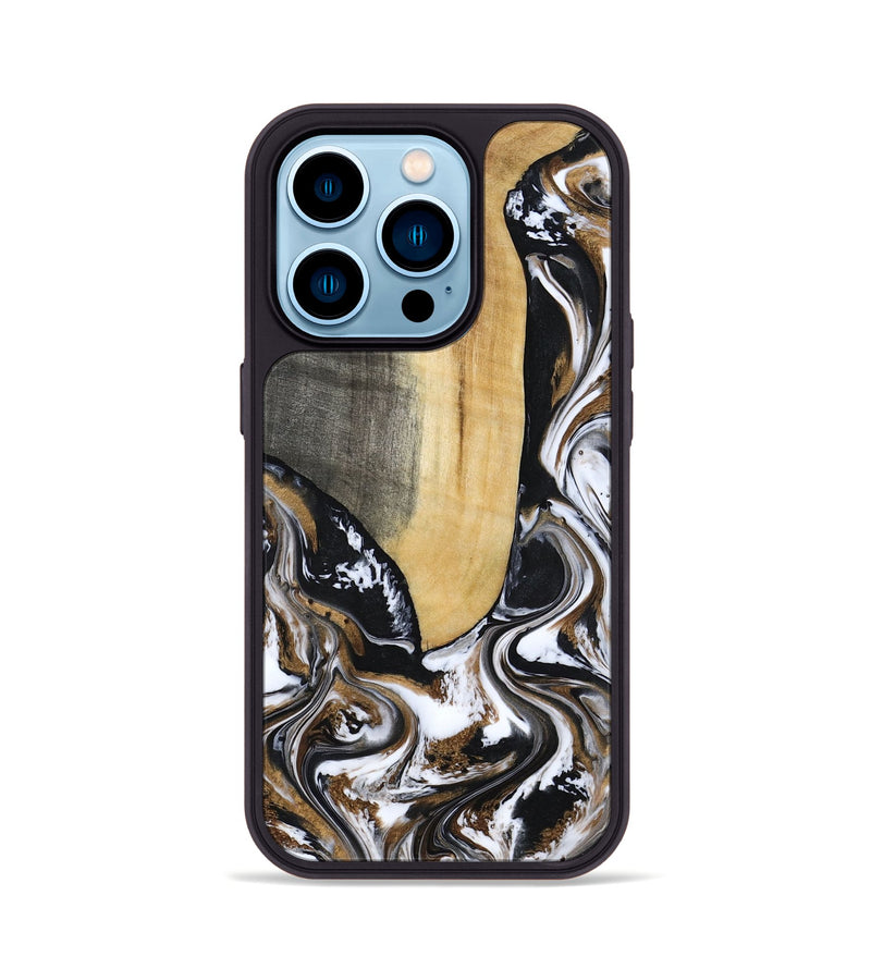 iPhone 14 Pro Wood Phone Case - Bristol (Black & White, 817292)