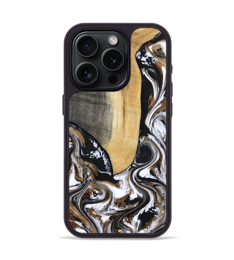 iPhone 15 Pro Wood Phone Case - Bristol (Black & White, 817292)