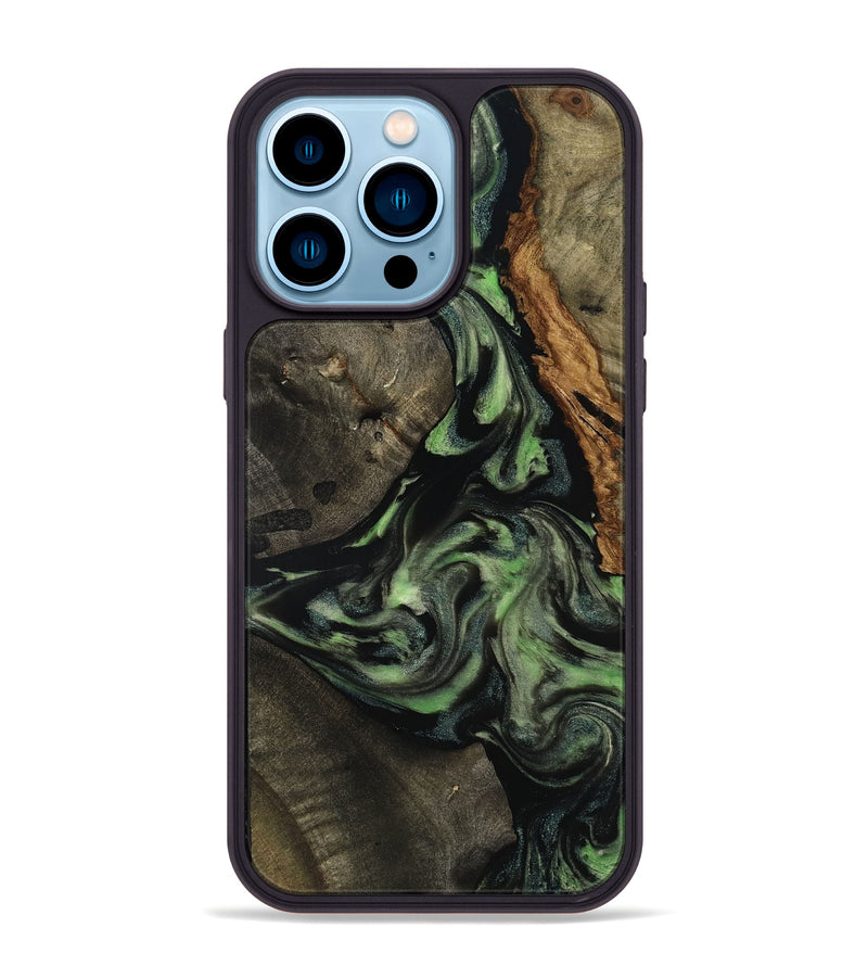 iPhone 14 Pro Max Wood Phone Case - Kiera (Green, 817312)