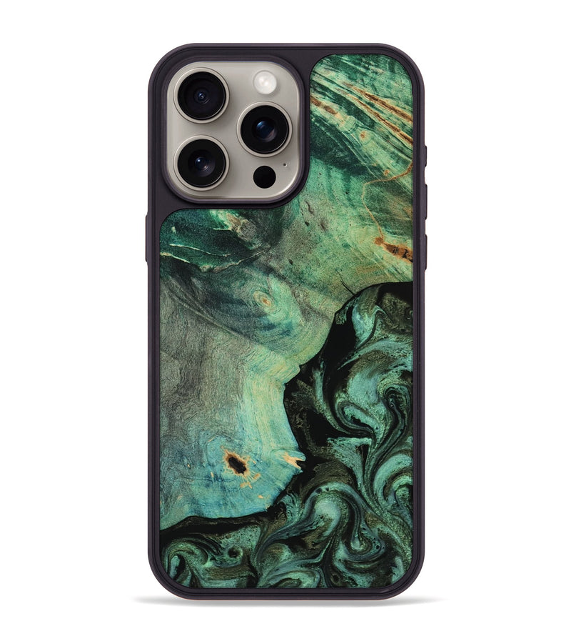 iPhone 15 Pro Max Wood Phone Case - Nicolas (Green, 817314)