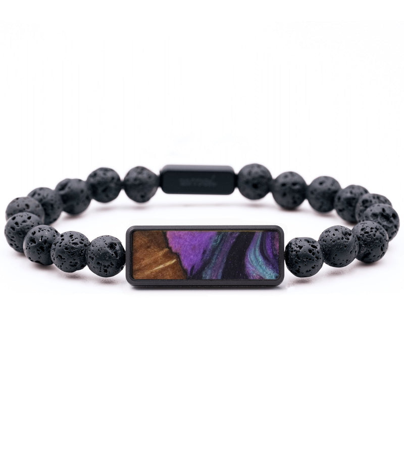 Lava Bead Wood Bracelet - Kari (Purple, 817389)