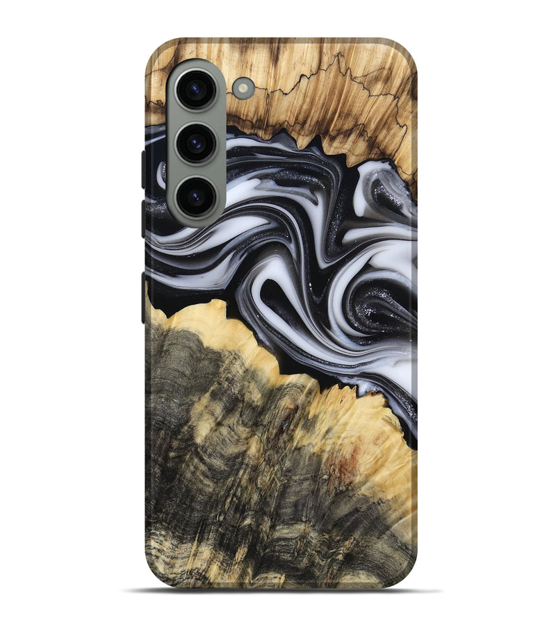 Galaxy S23 Plus Wood Live Edge Phone Case - Meilani (Black & White, 817467)