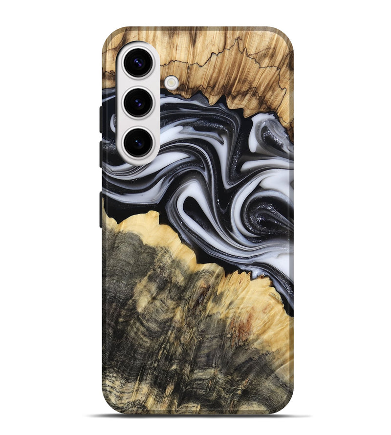 Galaxy S25 Plus Wood Live Edge Phone Case - Meilani (Black & White, 817467)