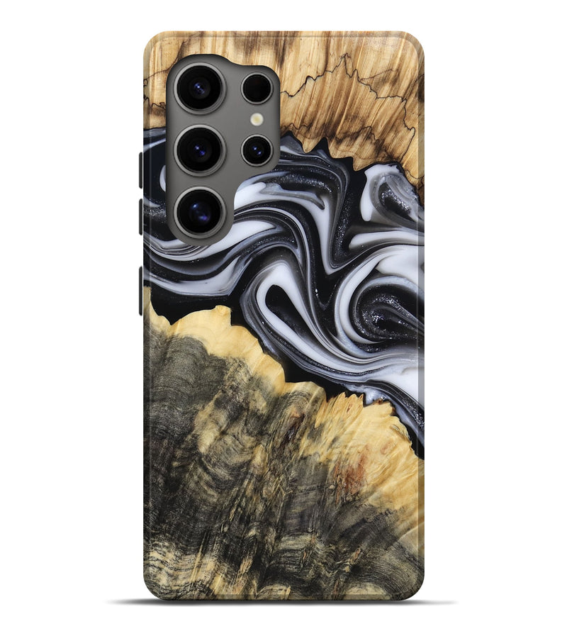 Galaxy S25 Ultra Wood Live Edge Phone Case - Meilani (Black & White, 817467)