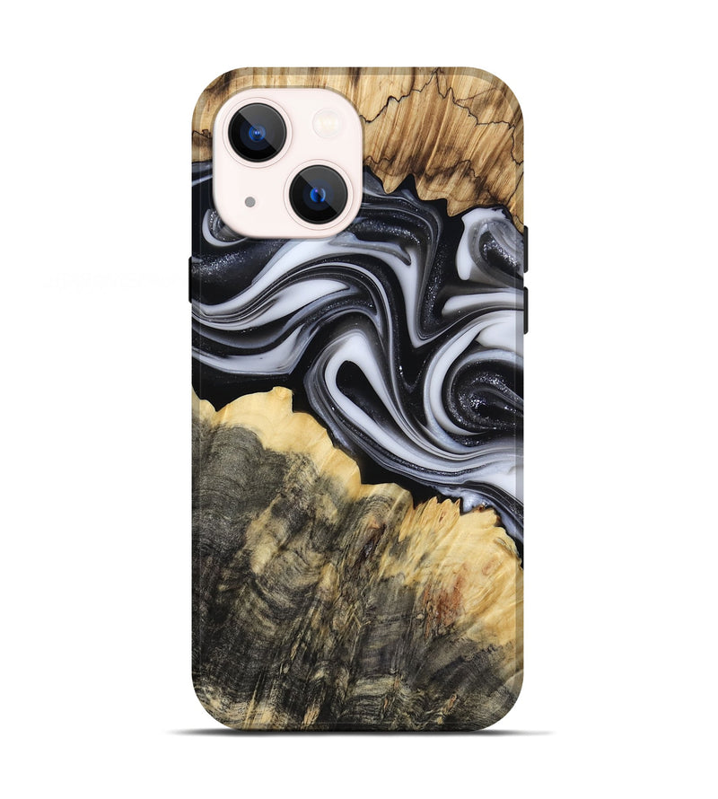 iPhone 13 Wood Live Edge Phone Case - Meilani (Black & White, 817467)