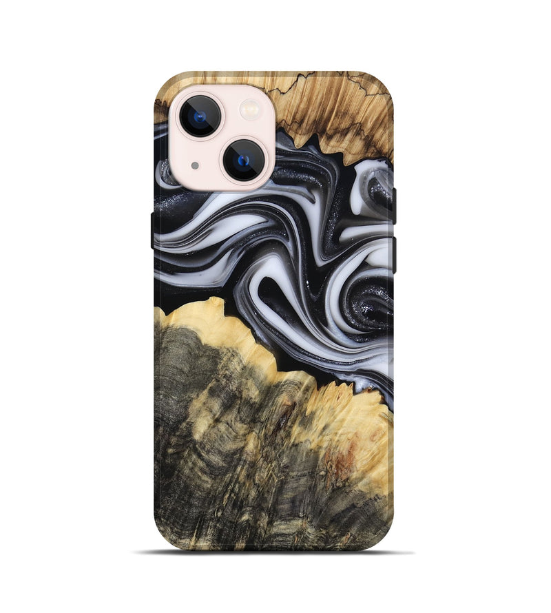 iPhone 13 mini Wood Live Edge Phone Case - Meilani (Black & White, 817467)