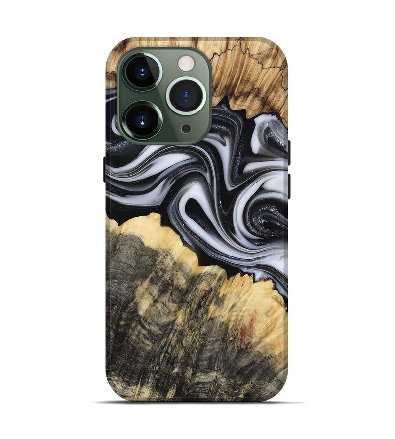 iPhone 13 Pro Wood Live Edge Phone Case - Meilani (Black & White, 817467)