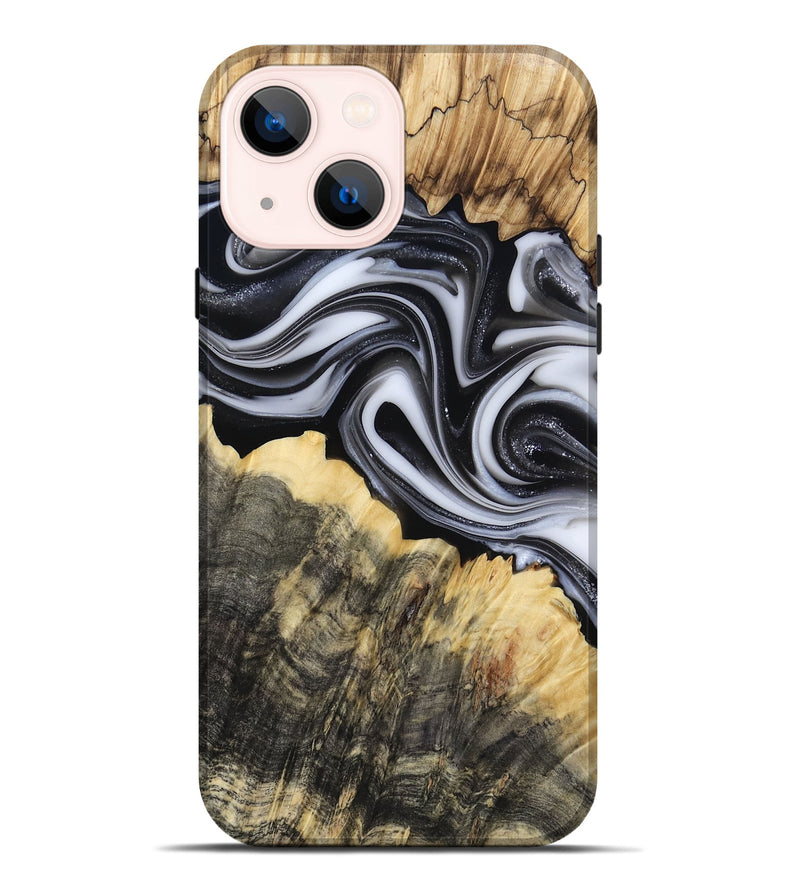 iPhone 14 Plus Wood Live Edge Phone Case - Meilani (Black & White, 817467)
