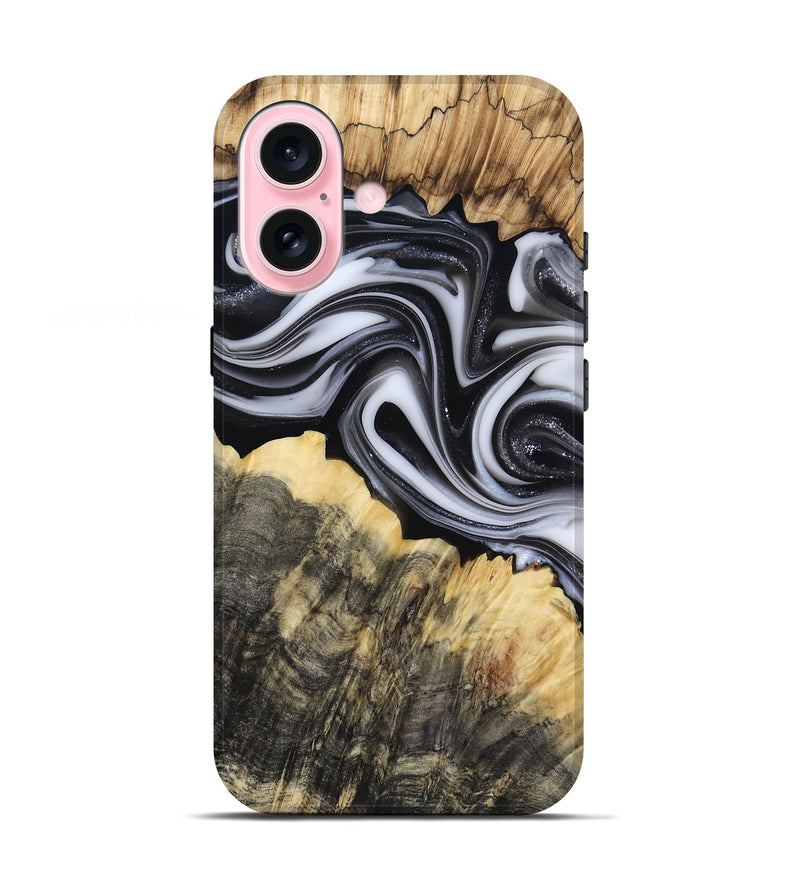 iPhone 17 Wood Live Edge Phone Case - Meilani (Black & White, 817467)