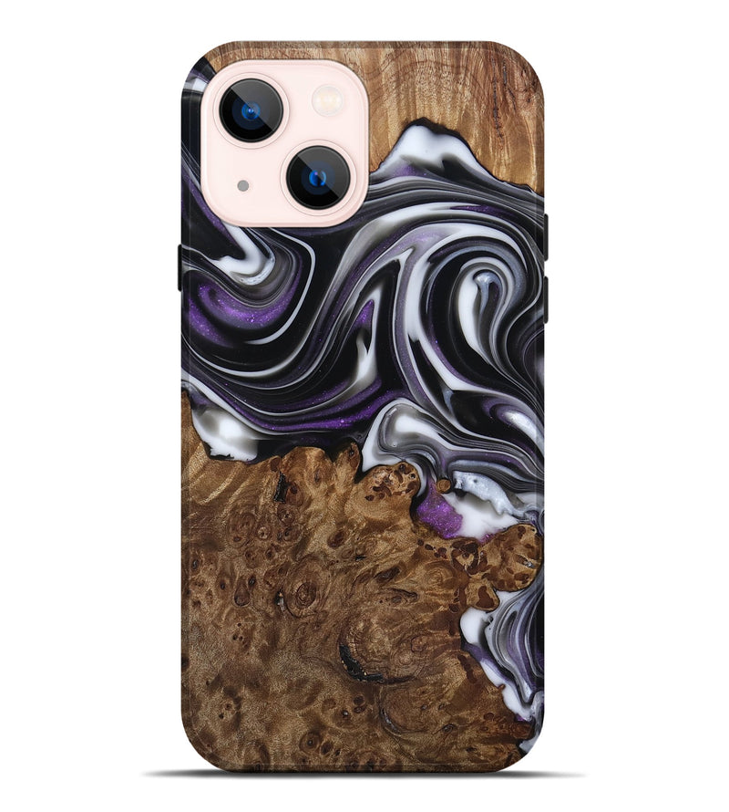 iPhone 14 Plus Wood Live Edge Phone Case - Fanny (Black & White, 817469)