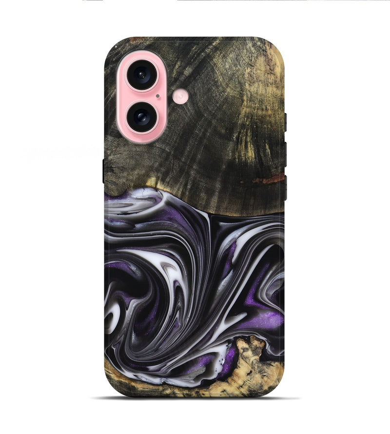 iPhone 16 Wood Live Edge Phone Case - Axl (Purple, 817470)