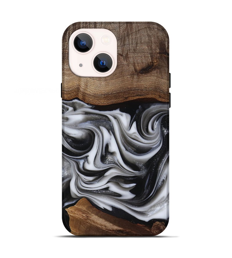 iPhone 13 Wood Live Edge Phone Case - Dorsey (Black & White, 817472)