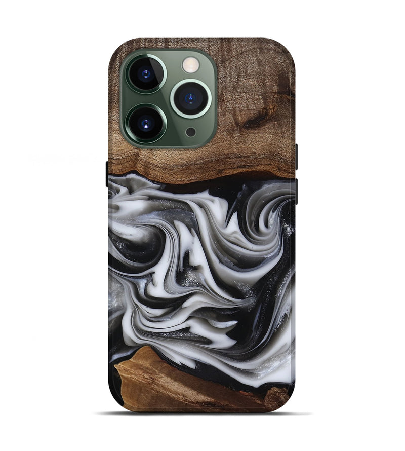 iPhone 13 Pro Wood Live Edge Phone Case - Dorsey (Black & White, 817472)