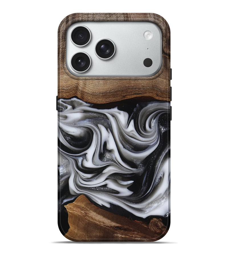 iPhone 18 Pro Max Wood Live Edge Phone Case - Dorsey (Black & White, 817472)
