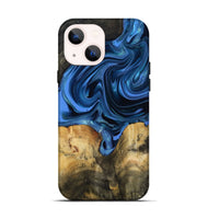 iPhone 14 Wood Live Edge Phone Case - Alexis (Blue, 817475)