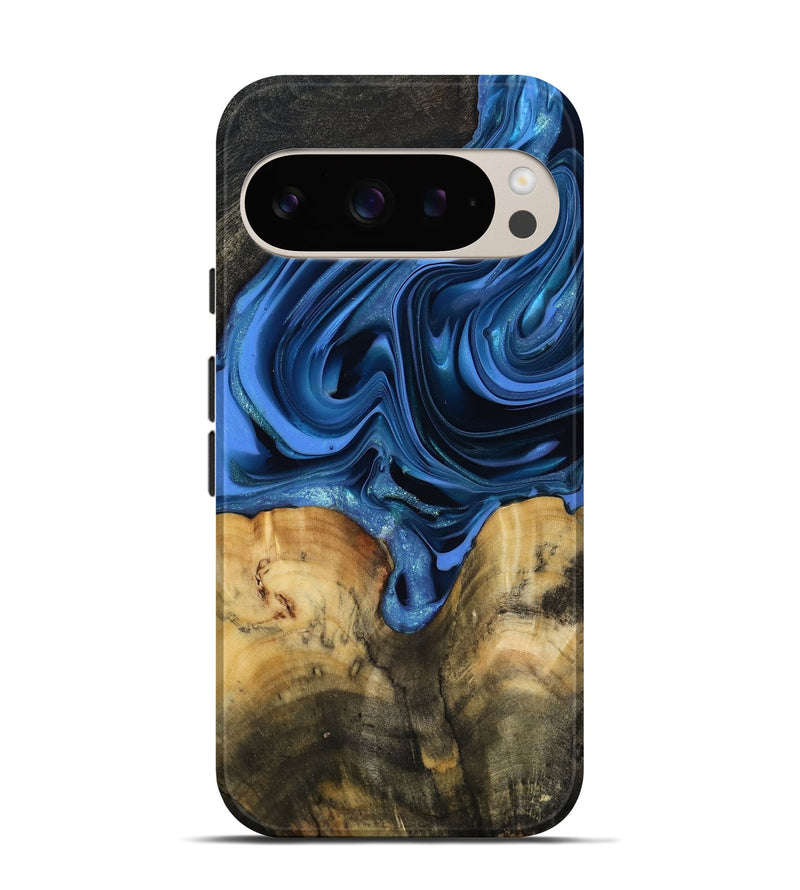 Pixel 9 Wood Live Edge Phone Case - Alexis (Blue, 817475)