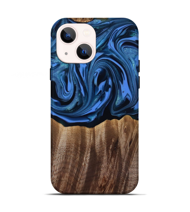 iPhone 13 Wood Live Edge Phone Case - Triston (Blue, 817479)