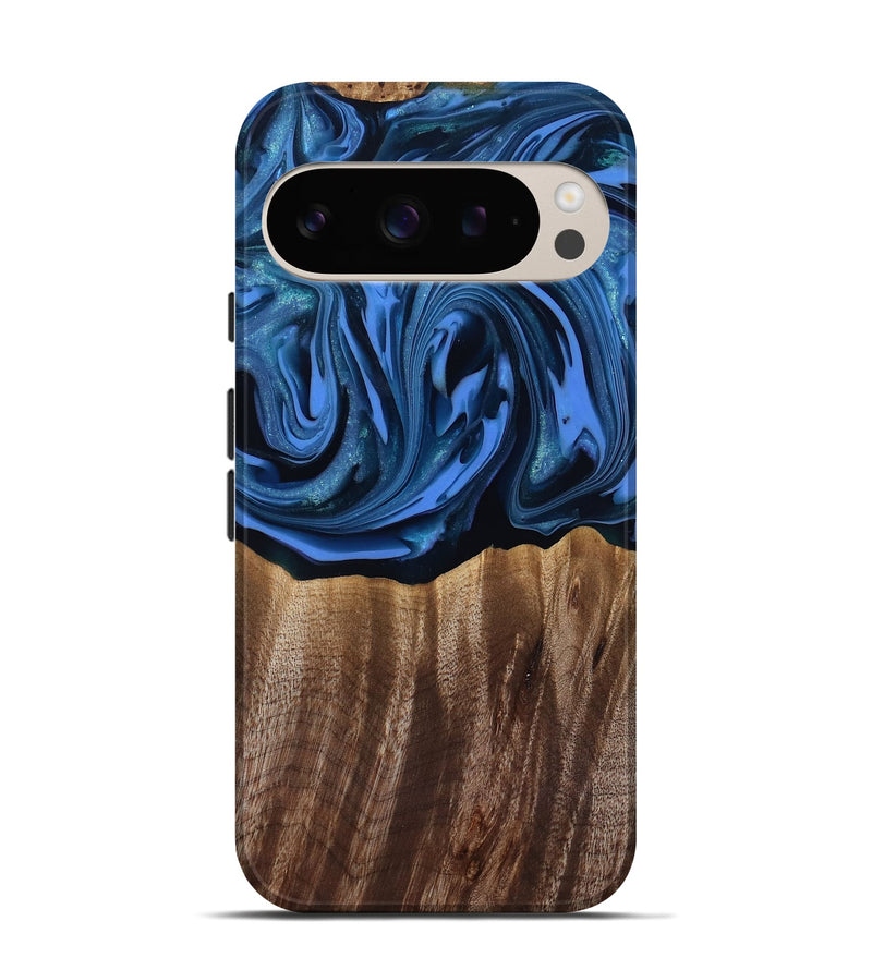 Pixel 9 Wood Live Edge Phone Case - Triston (Blue, 817479)