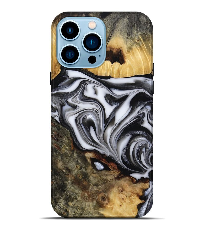 iPhone 14 Pro Max Wood Live Edge Phone Case - Jamison (Black & White, 817480)