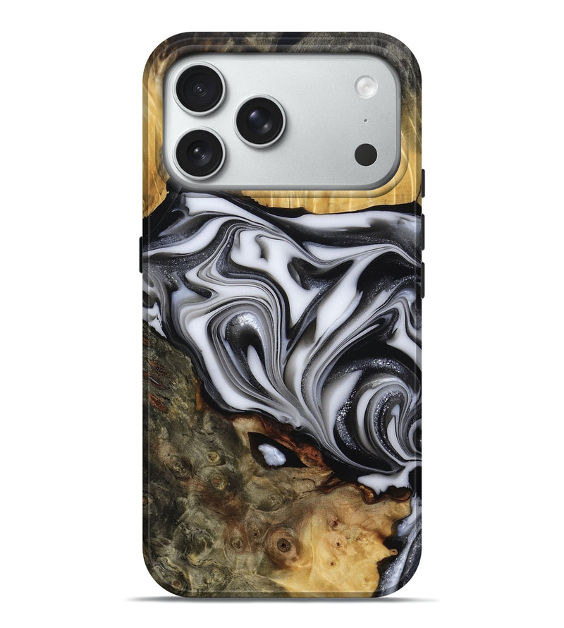 iPhone 18 Pro Max Wood Live Edge Phone Case - Jamison (Black & White, 817480)