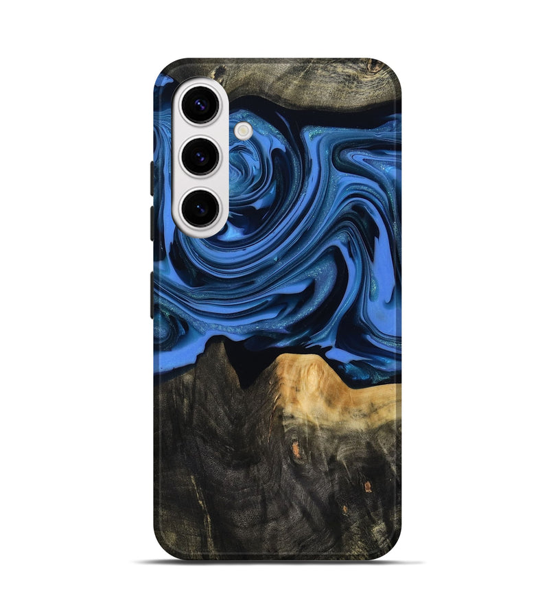 Galaxy S25 Wood Live Edge Phone Case - Ledger (Blue, 817481)