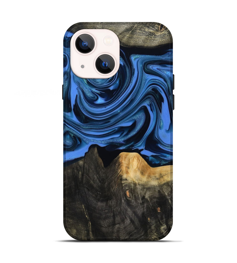 iPhone 13 Wood Live Edge Phone Case - Ledger (Blue, 817481)
