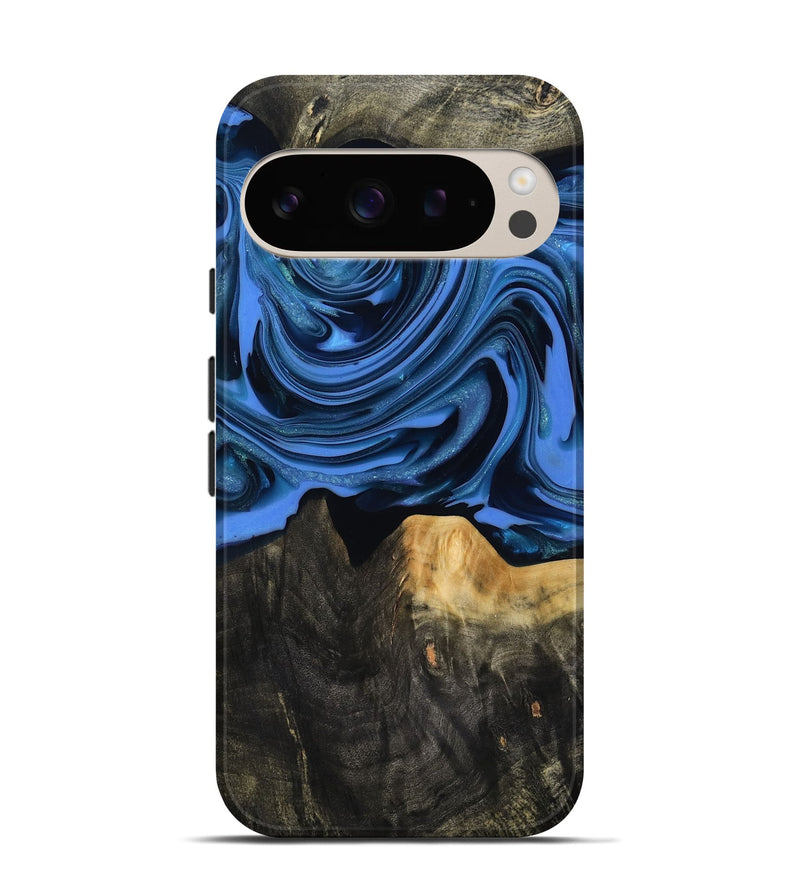 Pixel 9 Wood Live Edge Phone Case - Ledger (Blue, 817481)