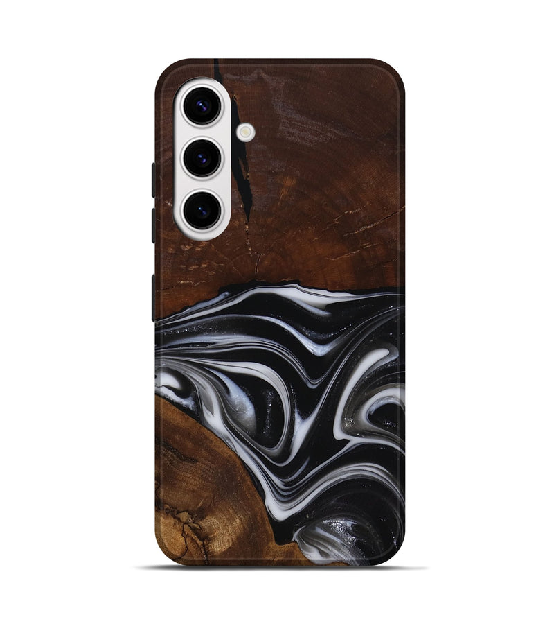 Galaxy S25 Wood Live Edge Phone Case - Mose (Black & White, 817483)