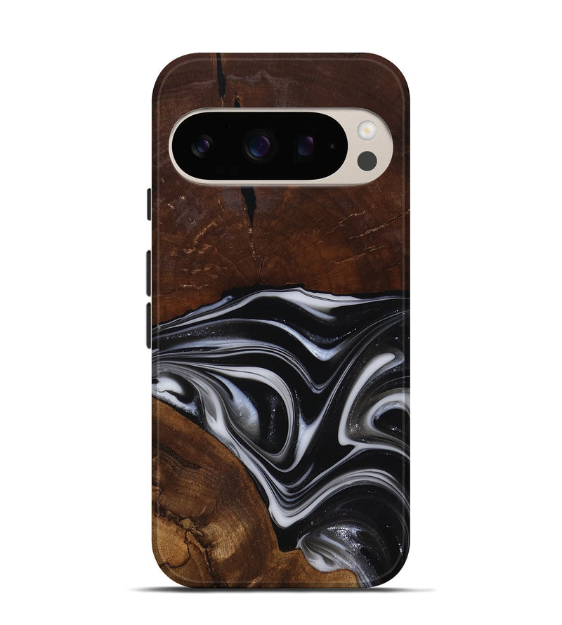 Pixel 10 Pro Wood Live Edge Phone Case - Mose (Black & White, 817483)